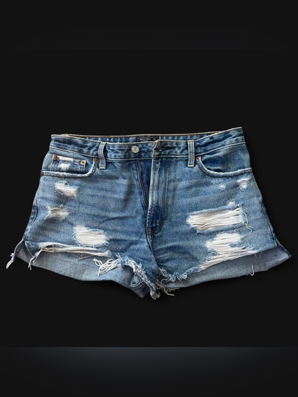 Abercrombie & Fitch Blue Distressed Denim Shorts